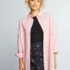 Camisa Oversize De Popelina - Rosa Rayado