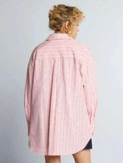 Camisa Oversize De Popelina - Rosa Rayado -Zalaris Tienda camisa oversize de popelina rosa rayado aee08 6 frb5
