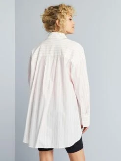 Camisa Oversize De Popelina - Rosa/blanco -Zalaris Tienda camisa oversize de popelina rosablanco aee08 9 frb3