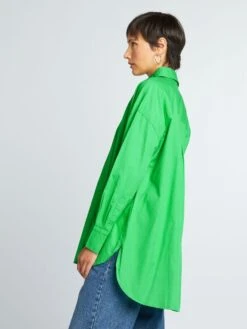 Camisa Oversize De Popelina - Verde -Zalaris Tienda camisa oversize de popelina verde aee08 4 frb5
