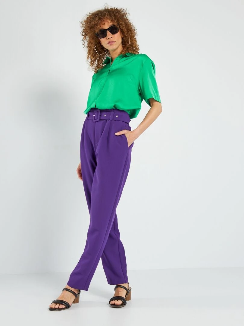 Camisa Satinada De Manga Corta - Verde 3 Camisa Satinada De Manga Corta - Verde