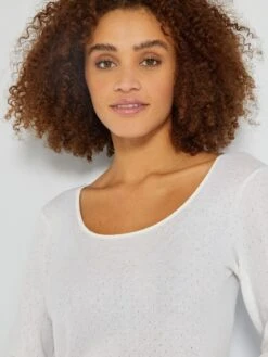 Camiseta Cálida De Punto Calado 'Hekla Par Lemahieu' - Blanco -Zalaris Tienda camiseta calida de punto calado hekla par lemahieu blanco zn695 1 frb4