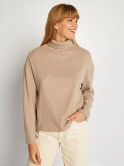 Camiseta Con Cuello Alto - VL_BEIGE -Zalaris Tienda camiseta con cuello alto vlbeige anc80 2 frb3