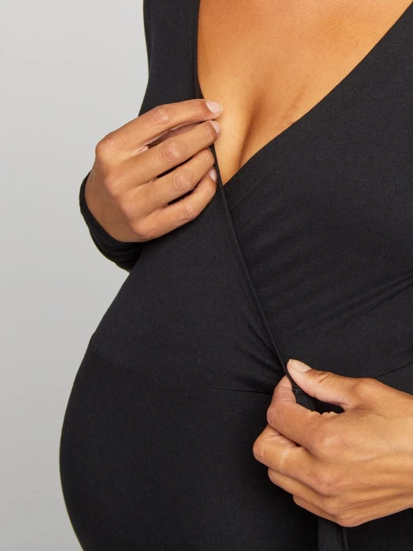 Camiseta Con Cuello Cruzado - Negro 4 Camiseta Con Cuello Cruzado - Negro - Imagen 2