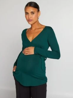 Camiseta Con Cuello Cruzado - PONE VERDE