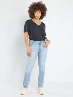 Camiseta Con Cuello De Pico De Tejido Suave - Negro -Zalaris Tienda camiseta con cuello de pico de tejido suave negro agj24 1 frb3