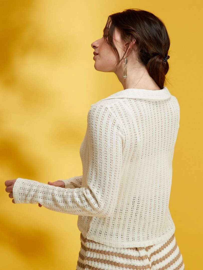 Camiseta Con Cuello De Polo - BEIGE 6 Camiseta Con Cuello De Polo - BEIGE - Imagen 4