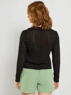 Camiseta Con Cuello De Polo - Negro -Zalaris Tienda camiseta con cuello de polo negro aev10 2 frb4