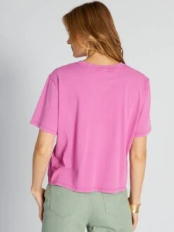 Camiseta Con Detalles - ROSA ÁCIDA -Zalaris Tienda camiseta con detalles rosa acida asm61 3 frb4