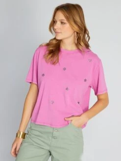 Camiseta Con Detalles - ROSA ÁCIDA -Zalaris Tienda camiseta con detalles rosa acida asm61 3 frb5