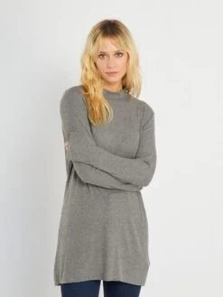 Camiseta De Canalé Con Cuello Chimenea - GRIS -Zalaris Tienda camiseta de canale con cuello chimenea gris zm138 2 frb5