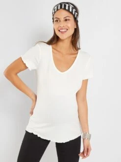 Camiseta De Canalé Premamá - Blanco