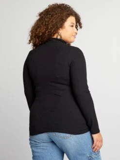 Camiseta De Cuello Alto De Canalé - Negro -Zalaris Tienda camiseta de cuello alto de canale negro ajq31 4 frb4