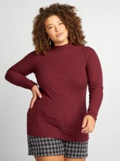 Camiseta De Cuello Alto De Canalé - ROJO ROJIZO -Zalaris Tienda camiseta de cuello alto de canale rojo rojizo ajq31 5 frb3