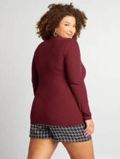 Camiseta De Cuello Alto De Canalé - ROJO ROJIZO -Zalaris Tienda camiseta de cuello alto de canale rojo rojizo ajq31 5 frb4