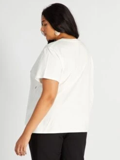 Camiseta De Cuello Redondo Con Strass - BLANCO -Zalaris Tienda camiseta de cuello redondo con strass blanco zo943 1 frb3