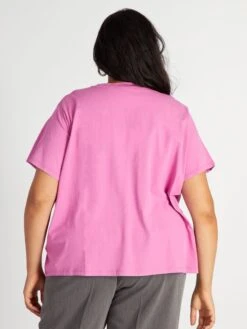 Camiseta De Cuello Redondo Con Strass - ROSA -Zalaris Tienda camiseta de cuello redondo con strass rosa zo943 4 frb3