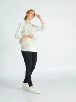 Camiseta De Lactancia A Rayas - BLANCO -Zalaris Tienda camiseta de lactancia a rayas blanco ala70 1 frb2