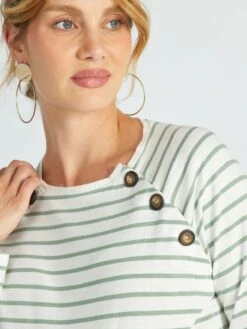 Camiseta De Lactancia A Rayas - BLANCO -Zalaris Tienda camiseta de lactancia a rayas blanco ala70 1 frb3