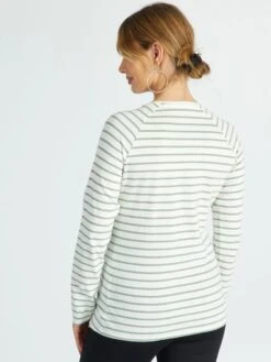 Camiseta De Lactancia A Rayas - BLANCO -Zalaris Tienda camiseta de lactancia a rayas blanco ala70 1 frb4