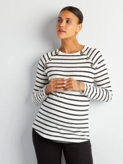 Camiseta De Lactancia A Rayas - BLANCOSTR2