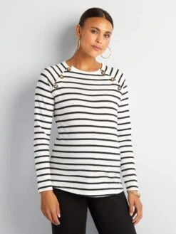 Camiseta De Lactancia A Rayas - BLANCOSTR2 -Zalaris Tienda camiseta de lactancia a rayas blancostr2 ala70 4 frb3