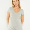Camiseta De Lactancia Con Cuello Redondo - GRIS