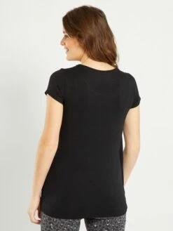 Camiseta De Lactancia Con Cuello Redondo - Negro -Zalaris Tienda camiseta de lactancia con cuello redondo negro ahw26 2 frb4