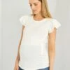 Camiseta De Lactancia Con Volantes En Las Mangas - Blanco