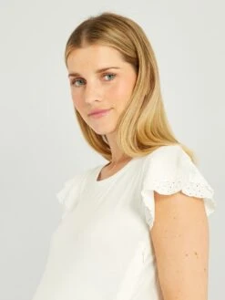 Camiseta De Lactancia Con Volantes En Las Mangas - Blanco -Zalaris Tienda camiseta de lactancia con volantes en las mangas blanco ahl70 1 frb5