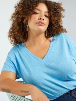 Camiseta De Lino - Azul