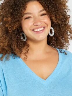 Camiseta De Lino - Azul -Zalaris Tienda camiseta de lino azul ajb30 2 frb5