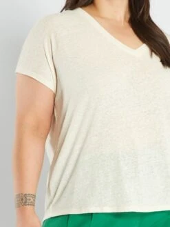 Camiseta De Lino - Beige -Zalaris Tienda camiseta de lino beige ajb30 1 frb4