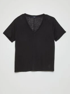 Camiseta De Lino - Negro