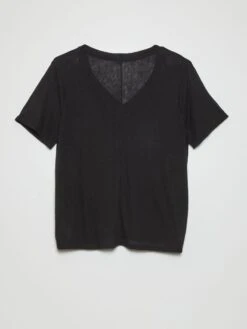 Camiseta De Lino - Negro -Zalaris Tienda camiseta de lino negro zj419 2 frb3