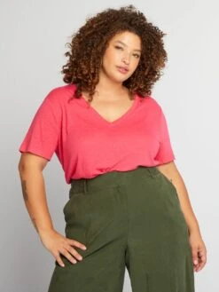 Camiseta De Lino - Rosa