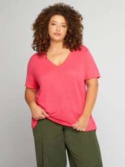 Camiseta De Lino - Rosa -Zalaris Tienda camiseta de lino rosa zj419 3 frb3