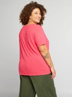 Camiseta De Lino - Rosa -Zalaris Tienda camiseta de lino rosa zj419 3 frb4