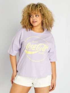Camiseta De Manga Corta 'Coca-Cola' - Malva Lilas -Zalaris Tienda camiseta de manga corta coca cola malva lilas ala97 2 frb3