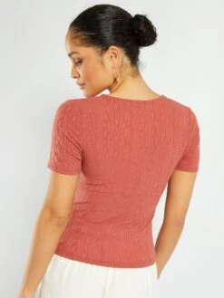 Camiseta De Manga Corta Con Botones De Fantasía - MARCHA ROJA -Zalaris Tienda camiseta de manga corta con botones de fantasia marcha roja arp63 3 frb4