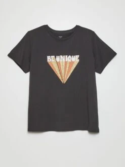 Camiseta De Manga Corta Con Estampado - GRIS