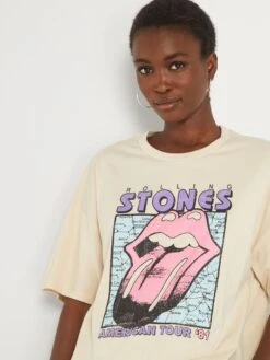 Camiseta De Manga Corta 'The Rolling Stones' - Beige -Zalaris Tienda camiseta de manga corta the rolling stones beige aet40 1 frb3