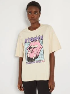 Camiseta De Manga Corta 'The Rolling Stones' - Beige -Zalaris Tienda camiseta de manga corta the rolling stones beige aet40 1 frb5