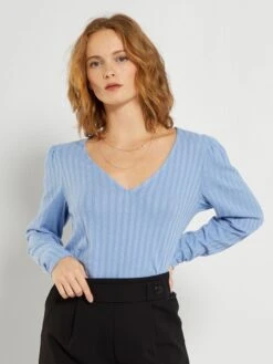 Camiseta De Manga Larga - AZUL