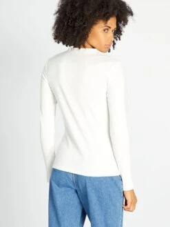 Camiseta De Manga Larga De Punto De Canalé - BLANCO -Zalaris Tienda camiseta de manga larga de punto de canale blanco ann07 1 frb3