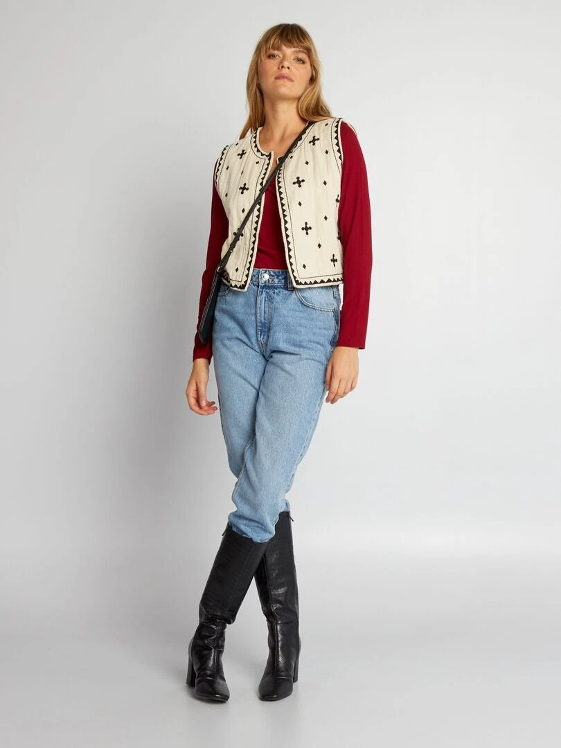 Camiseta De Manga Larga De Punto De Canalé - Rojo 4 Camiseta De Manga Larga De Punto De Canalé - Rojo - Imagen 2