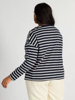 Camiseta De Manga Larga 'rayas' - Azul Marino -Zalaris Tienda camiseta de manga larga rayas azul marino anw96 1 frb3