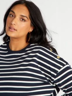 Camiseta De Manga Larga 'rayas' - Azul Marino -Zalaris Tienda camiseta de manga larga rayas azul marino anw96 1 frb5