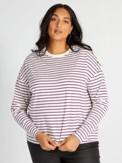 Camiseta De Manga Larga 'rayas' - Blanca