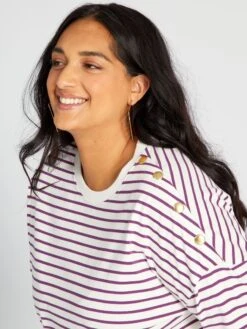 Camiseta De Manga Larga 'rayas' - Blanca -Zalaris Tienda camiseta de manga larga rayas blanca anw96 2 frb4